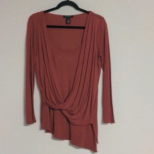 White House Black Market Wrap Style Blouse Rust Color Size Small